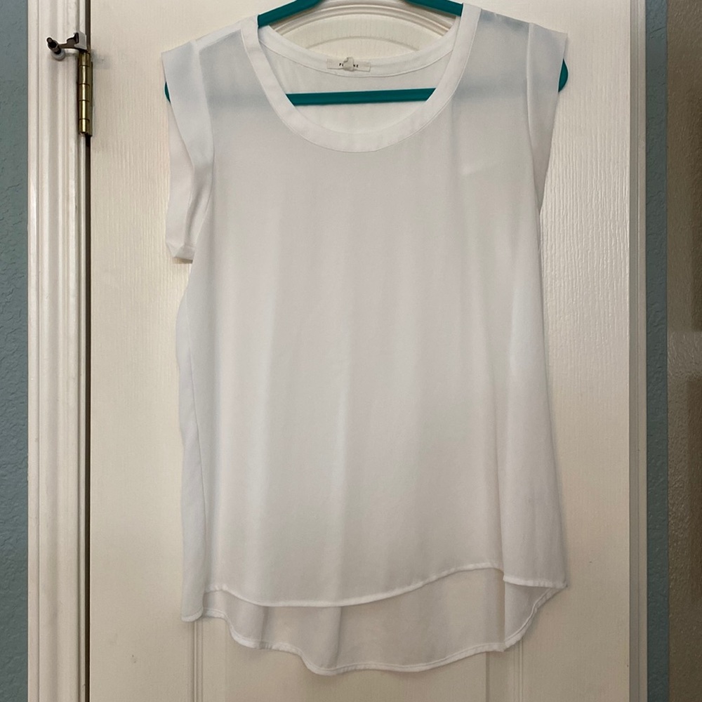 White, cap sleeve blouse. Size M